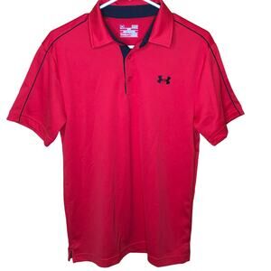 Under Armour Shirt Red Loose Fit Short Sleeve Polo S